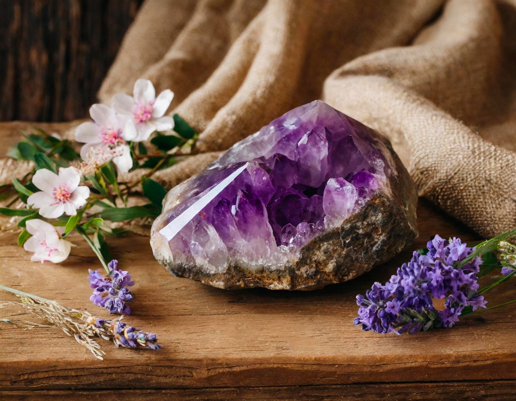 Kleine, schön dekorierte Amethystdruse