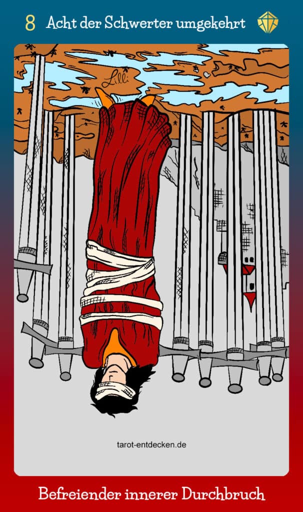 Tarotkarte Acht der Schwerter umgekehrt Bedeutung Tarotkarte Acht der Schwerter umgekehrt Bedeutung