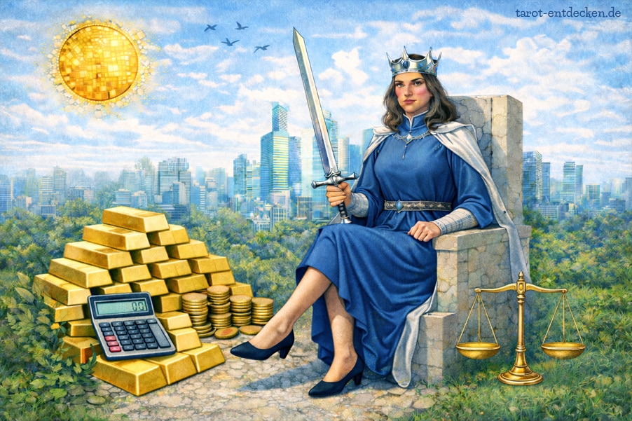 Königin der Schwerter, Bedeutung im Bereich Geld und Finanzen Königin der Schwerter, Bedeutung im Bereich Geld und Finanzen