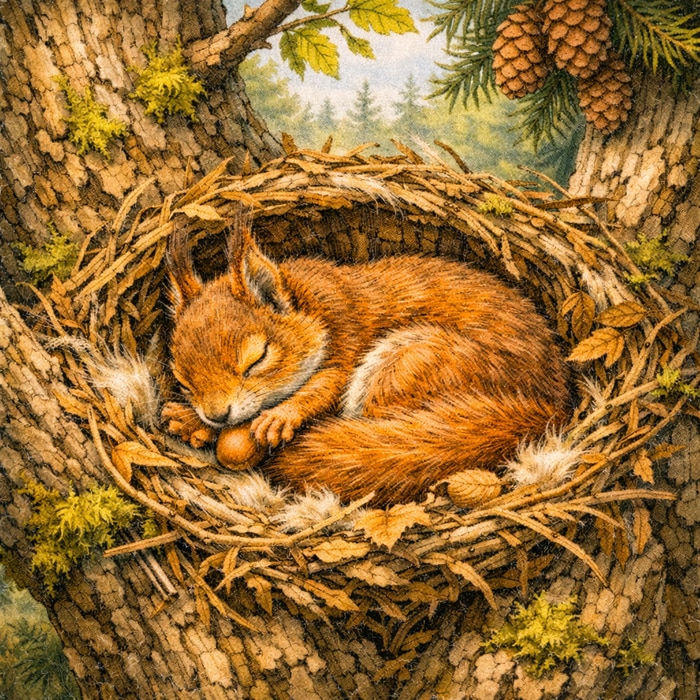 Krafttier Eichhörnchen: Bedeutung Rückzug in Kobel Krafttier Eichhörnchen: Bedeutung Rückzug in Kobel