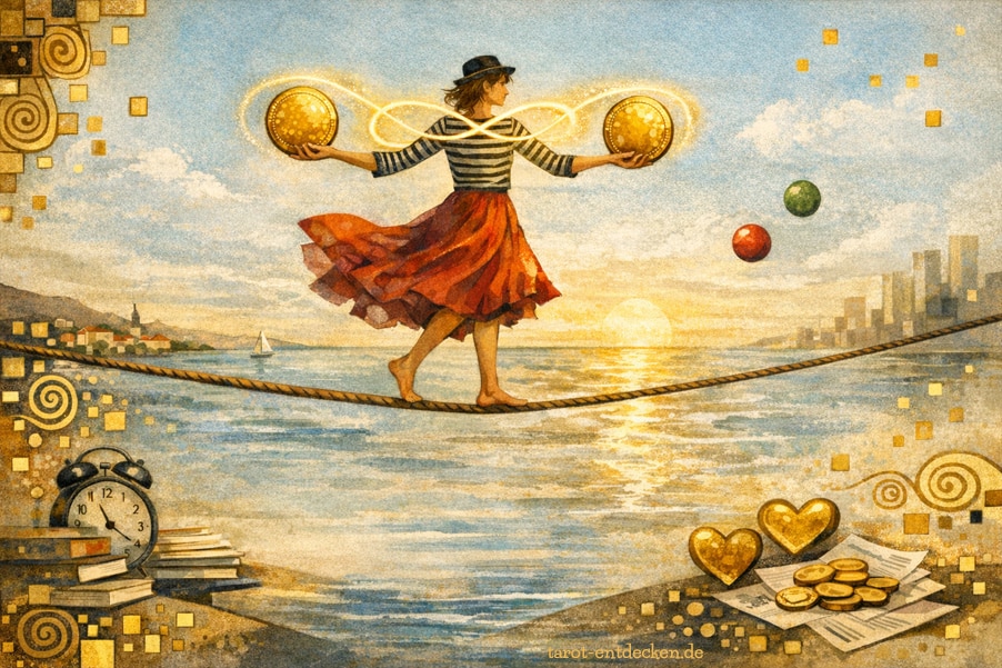 Zwei der Münzen: Bedeutung der Tarotkarte Zwei der Münzen: Bedeutung der Tarotkarte