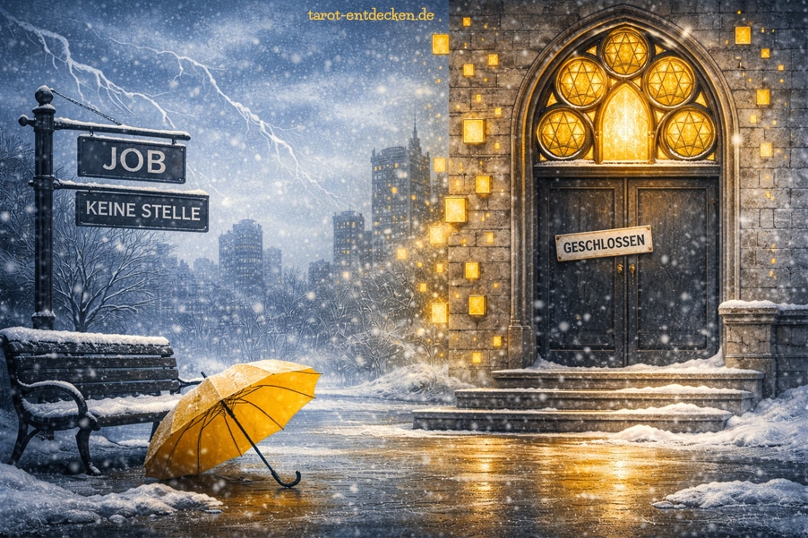 Fünf der Münzen mit Bedeutung in Arbeit, Beruf und Karriere Fünf der Münzen mit Bedeutung in Arbeit, Beruf und Karriere