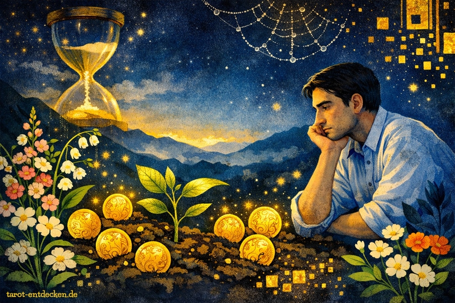 Sieben der MĂĽnzen: Bedeutung der Tarotkarte Sieben der MĂĽnzen: Bedeutung der Tarotkarte