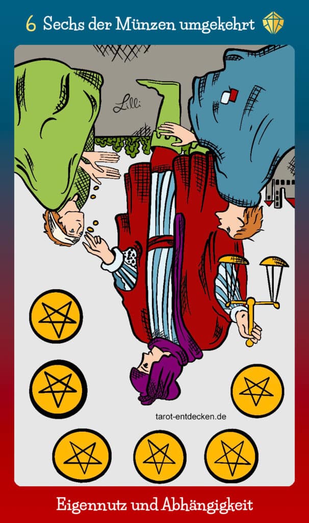 Bedeutung Tarotkarte Sechs der MĂĽnzen umgekehrt Bedeutung Tarotkarte Sechs der MĂĽnzen umgekehrt