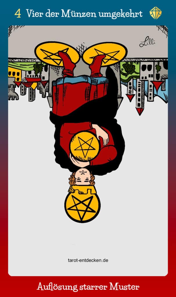 Bedeutung Tarotkarte Vier der MĂĽnzen umgekehrt Bedeutung Tarotkarte Vier der MĂĽnzen umgekehrt