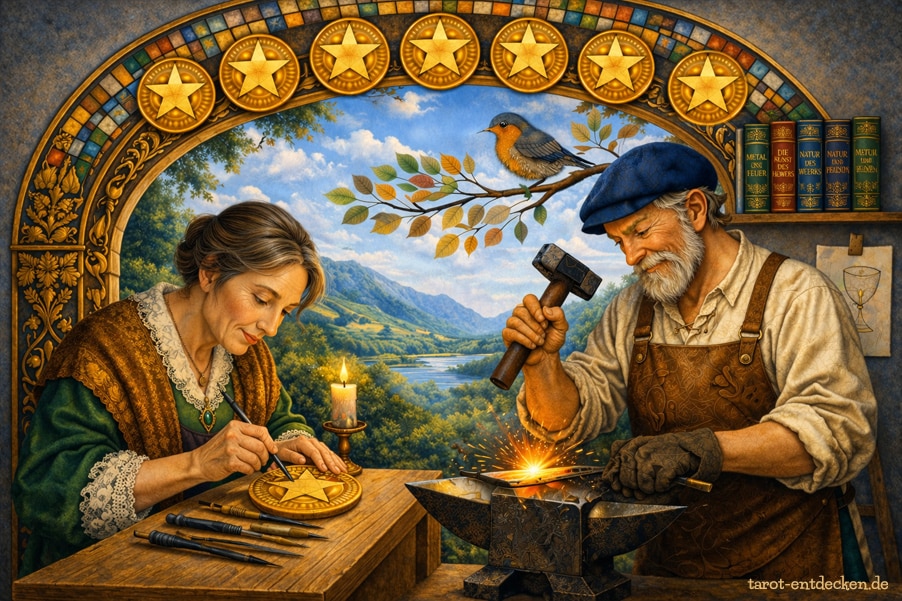 Acht der Münzen: Bedeutung der Tarotkarte Acht der Münzen: Bedeutung der Tarotkarte