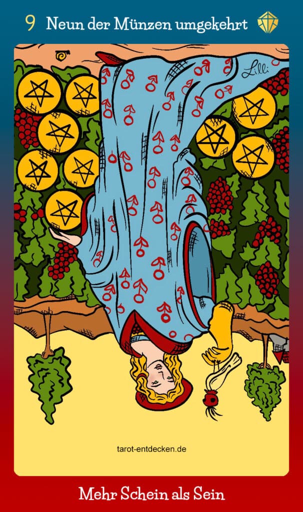 Bedeutung Tarotkarte Neun der Münzen umgekehrt Bedeutung Tarotkarte Neun der Münzen umgekehrt