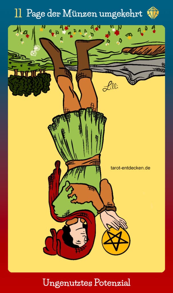 Bedeutung Tarotkarte Page der Münzen umgekehrt Bedeutung Tarotkarte Page der Münzen umgekehrt
