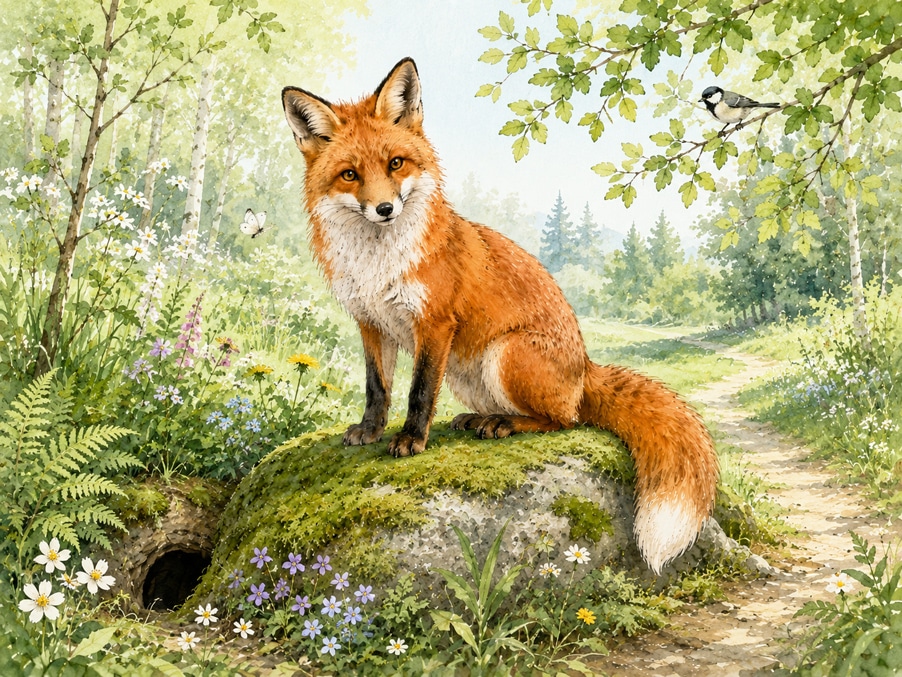 Krafttier Fuchs gezogen Krafttier Fuchs gezogen