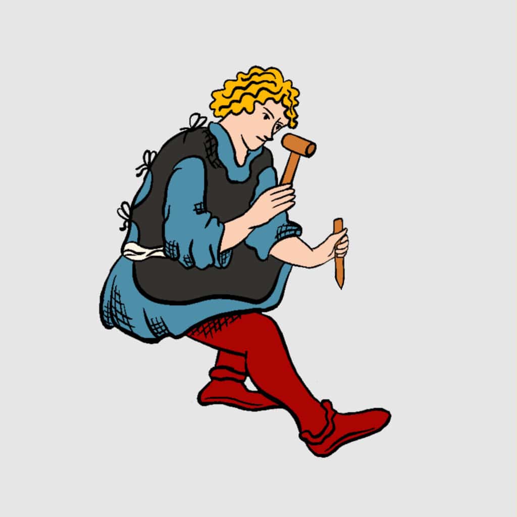 Tarotkarte "Acht der Münzen": der Lehrling Tarotkarte "Acht der Münzen": der Lehrling