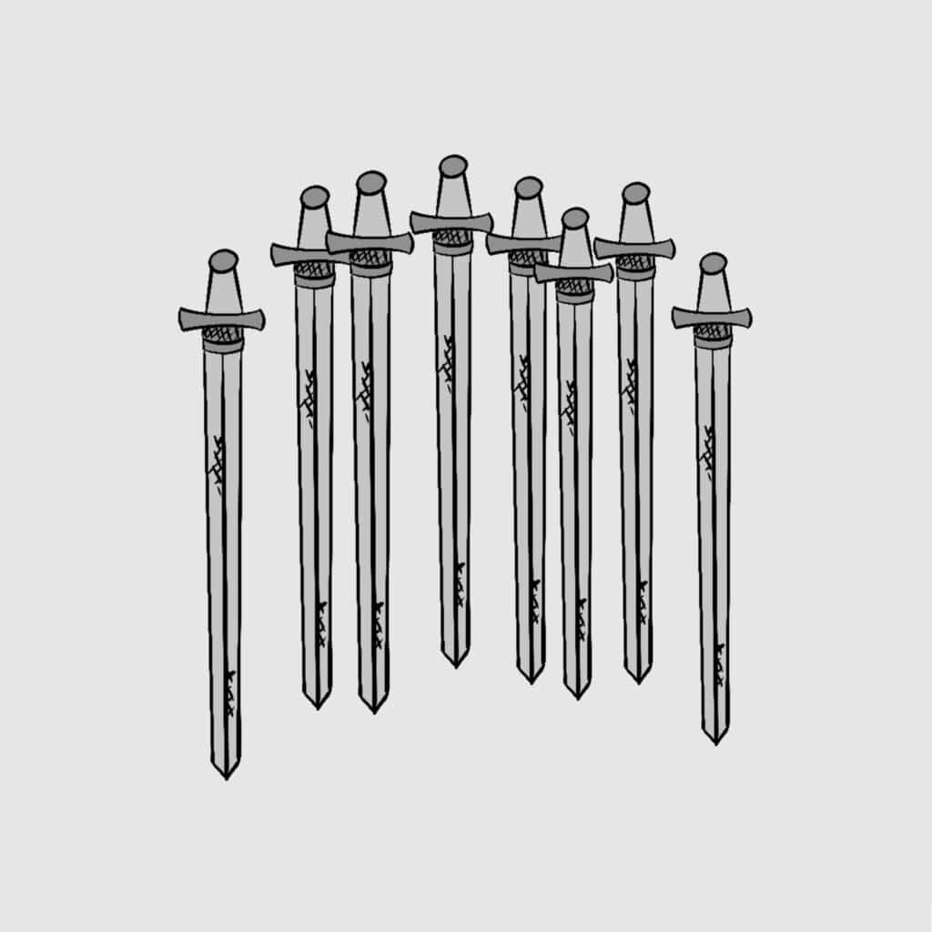 Tarotkarte "Acht der Schwerter": 8 StĂŒck Tarotkarte "Acht der Schwerter": 8 StĂŒck