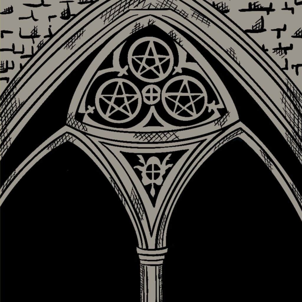 Tarotkarte "Drei der MĂĽnzen": Krypta Tarotkarte "Drei der MĂĽnzen": Krypta
