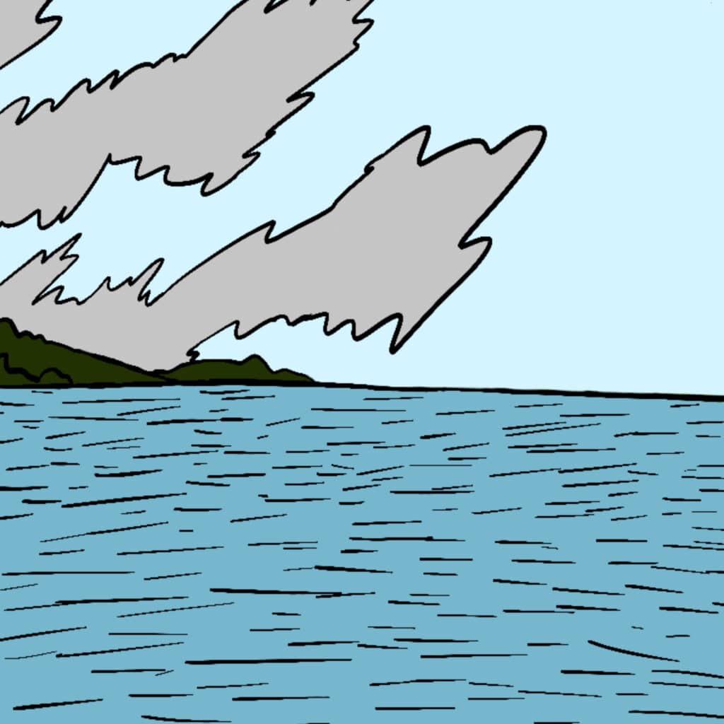 Tarotkarte "Fünf der Schwerter": das Meer