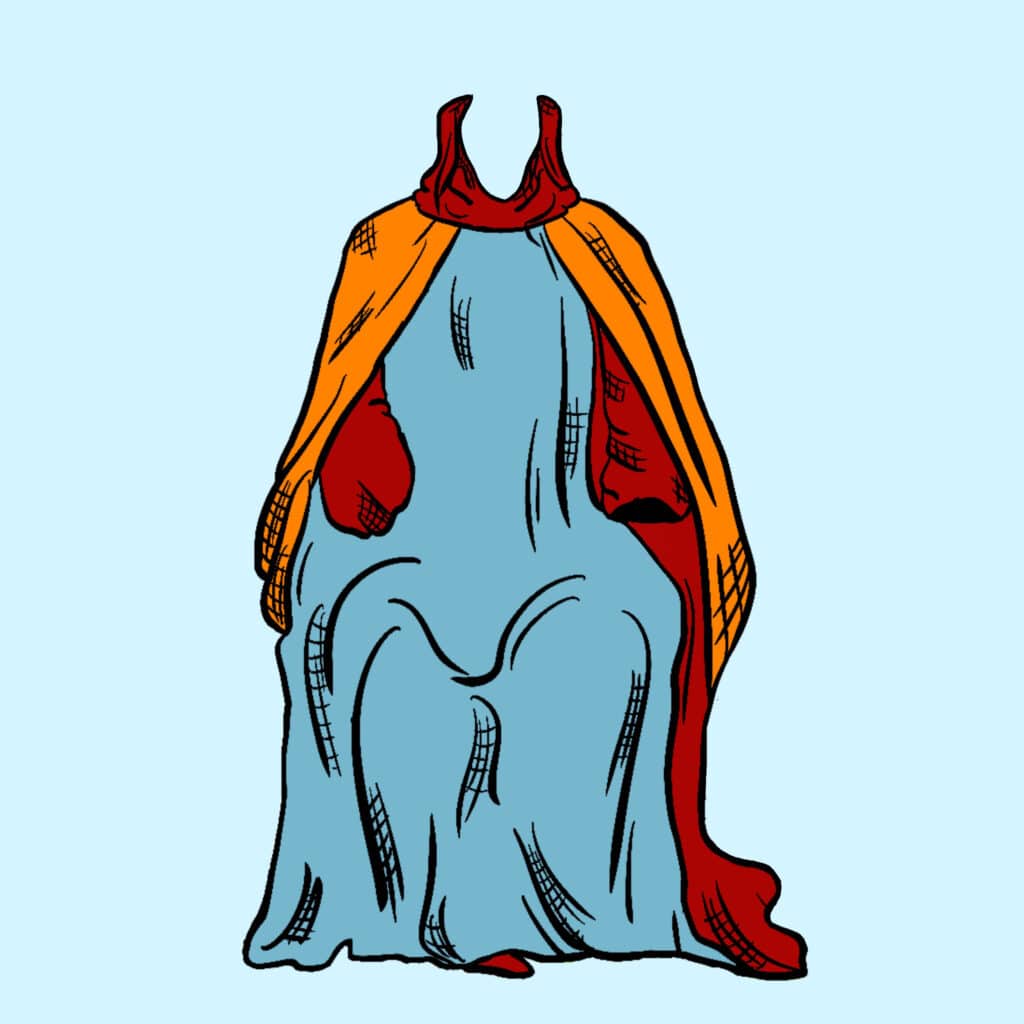 Tarotkarte "Der König der Schwerter": das hellblaue Gewand Tarotkarte "Der König der Schwerter": das hellblaue Gewand