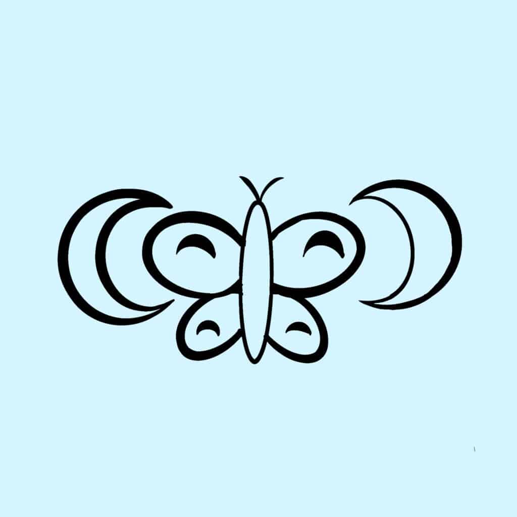 Tarotkarte "Der König der Schwerter": Mondsicheln und Schmetterling Tarotkarte "Der König der Schwerter": Mondsicheln und Schmetterling