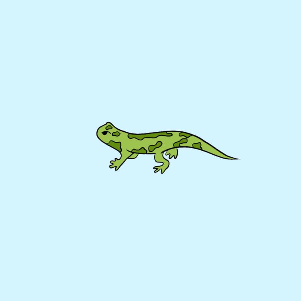 König der Stäbe im Tarot: grüner Salamander