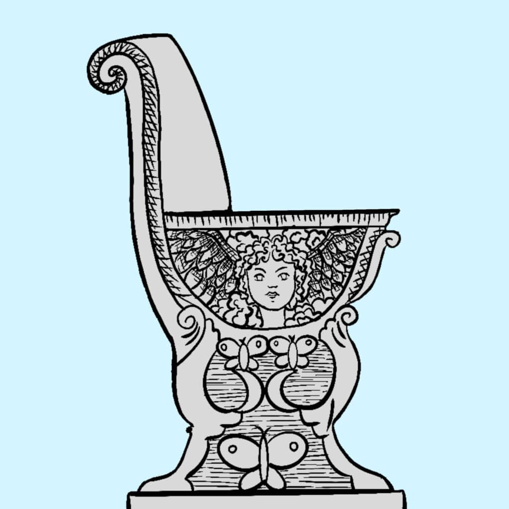 Tarotkarte "Die Königin der Schwerter": Thron mit Elfe und Schmetterlingen Tarotkarte "Die Königin der Schwerter": Thron mit Elfe und Schmetterlingen