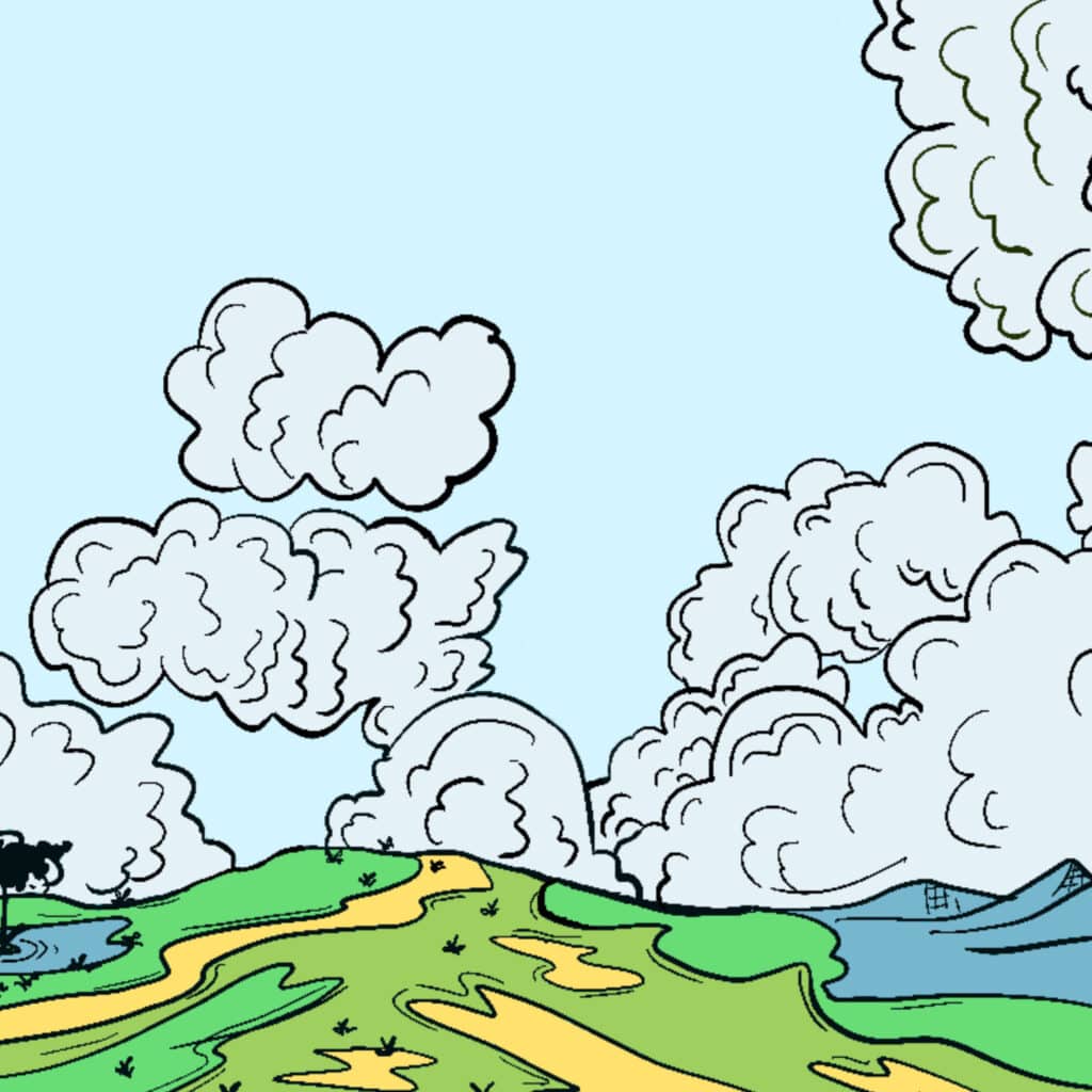 Tarotkarte "Page der Schwerter": windige Landschaft Tarotkarte "Page der Schwerter": windige Landschaft