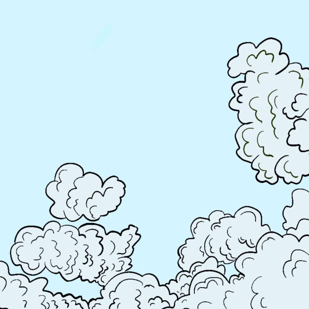 Tarotkarte "Page der Schwerter": aufgewühlte Wolken Tarotkarte "Page der Schwerter": aufgewühlte Wolken