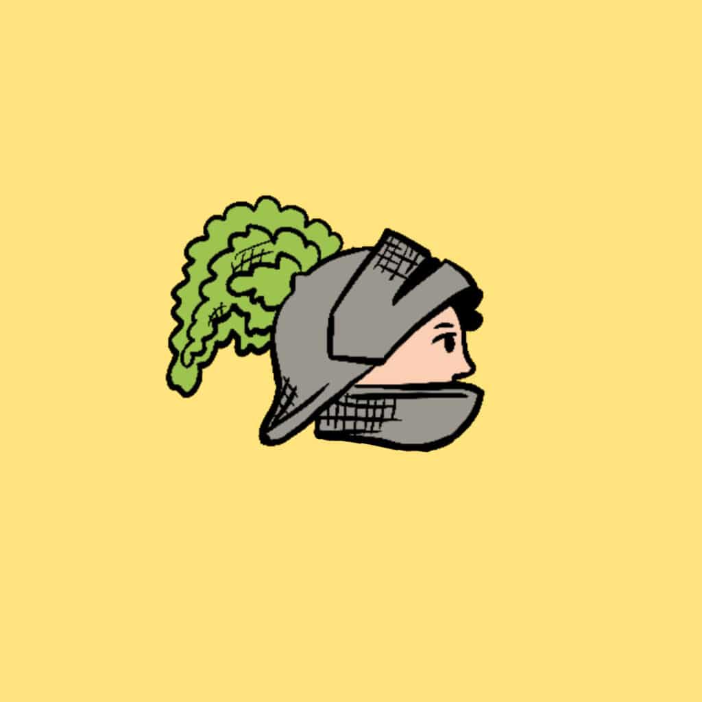 Tarotkarte "Ritter der Münzen": Kopf mit Helm Tarotkarte "Ritter der Münzen": Kopf mit Helm