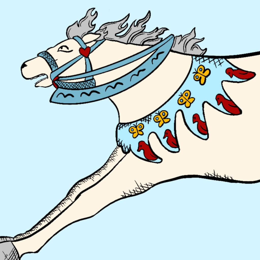 Tarotkarte "Der Ritter der Schwerter": das Pferd Tarotkarte "Der Ritter der Schwerter": das Pferd