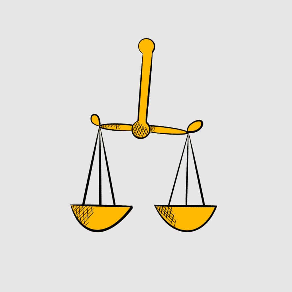 Tarotkarte "Sechs der MĂĽnzen": die Waage Tarotkarte "Sechs der MĂĽnzen": die Waage