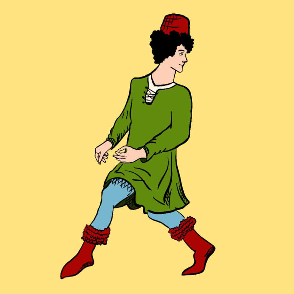 Tarotkarte "Sieben der Schwerter": die Figur selbst Tarotkarte "Sieben der Schwerter": die Figur selbst