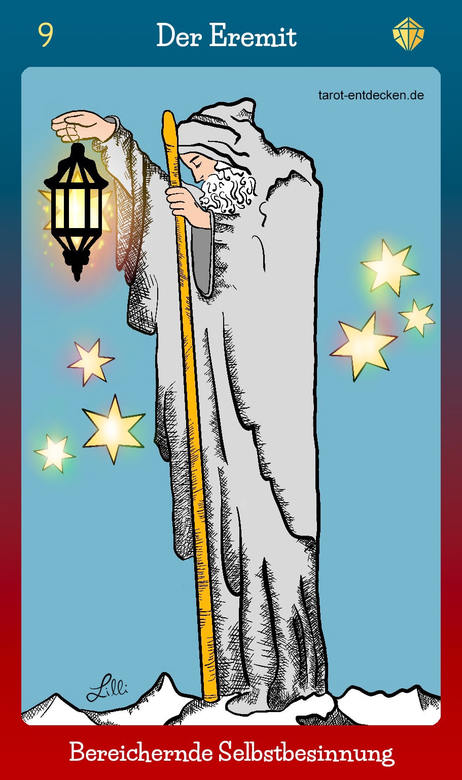 Bedeutung 🔎 Tarotkarte "Der Eremit" (Nr. 9) + umgekehrt