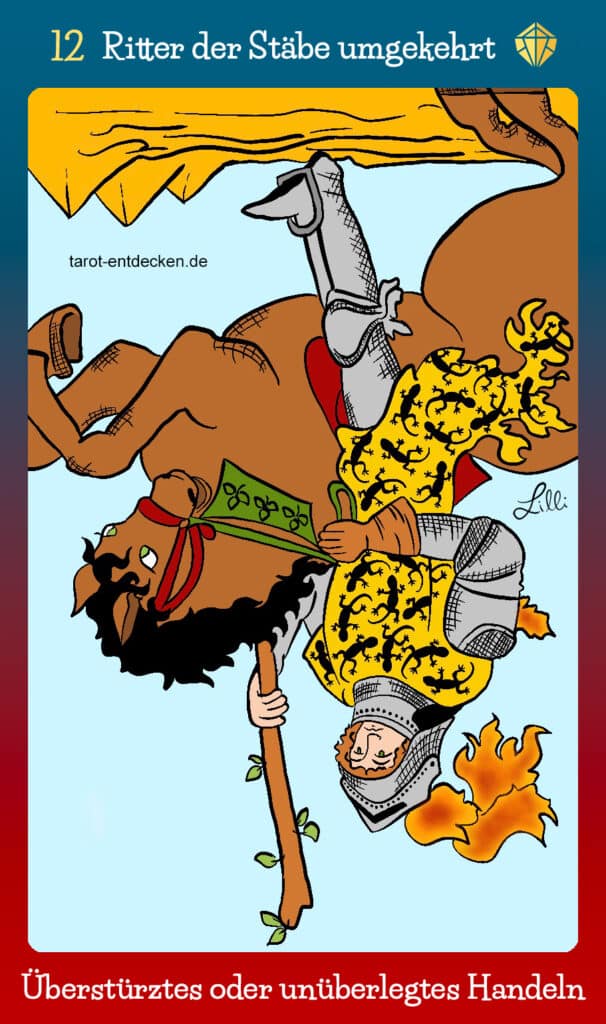 Tarotkarte Ritter der Stäbe umgekehrt Bedeutung