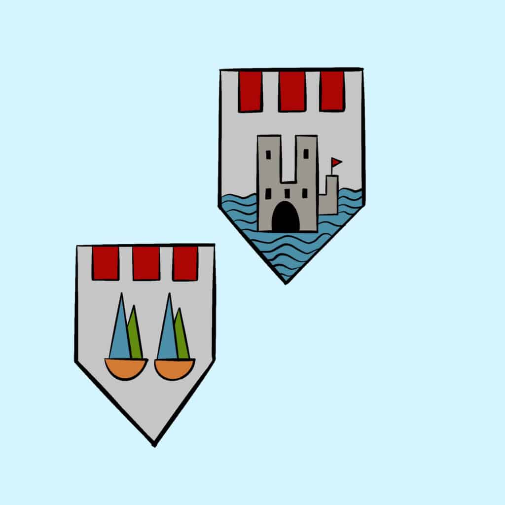 Tarotkarte "Zehn der Münzen": zwei Wappen Tarotkarte "Zehn der Münzen": zwei Wappen