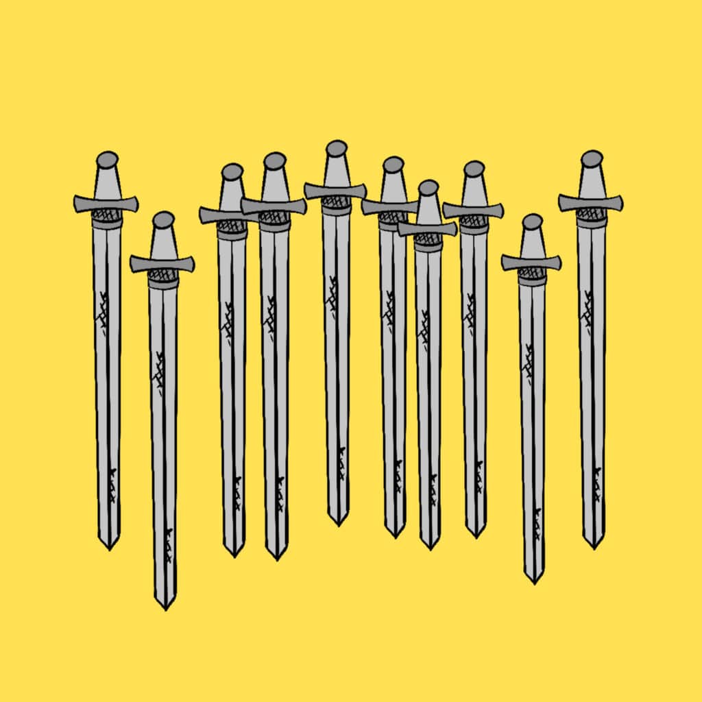 Tarotkarte "Zehn der Schwerter": 10 StĂĽck Tarotkarte "Zehn der Schwerter": 10 StĂĽck